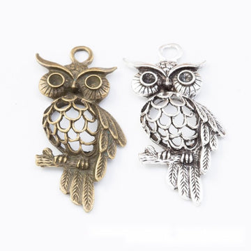 Openwork Owl Metal Charm Connectors Jewelry Making Components