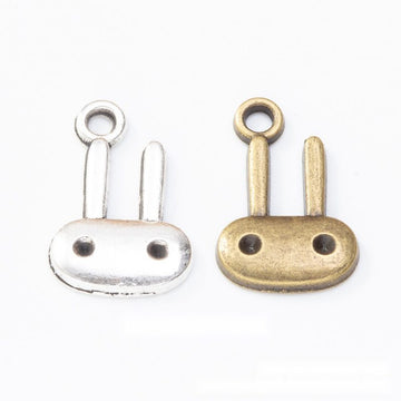 Rabbit Face Metal Charm in 2 Distinct Finishes for Jewelry Making