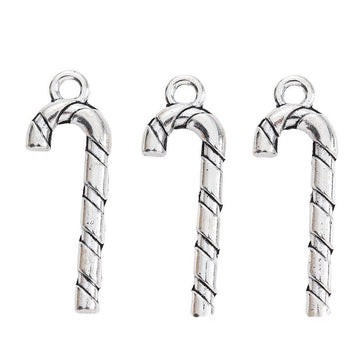 Striped Candy Cane Metal Charm in 1 Finish for Jewelry Making