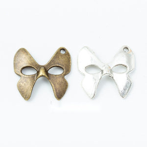 Bow Masquerade Mask Metal Charm in Two Antique Finishes