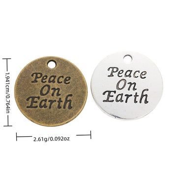 Peace On Earth Round Metal Charm in 2 Finishes for Jewelry Making