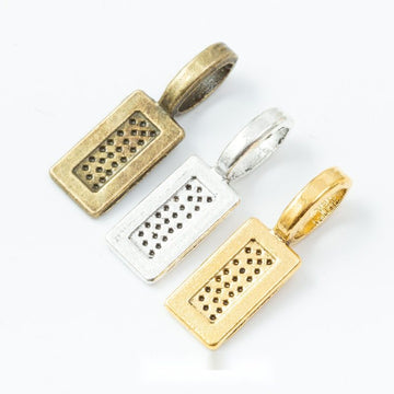 Vintage Rectangular Glue On Bail in 3 Finishes for Jewelry Making