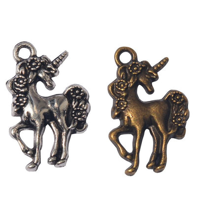 Unicorn charm shown across the available finishes