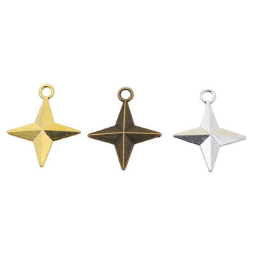 Four Point Star Metal Charms in Three Antique Finishes