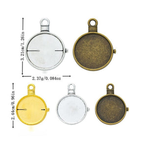 Sunburst Round Cabochon Pendant Settings in Five Size Finishes