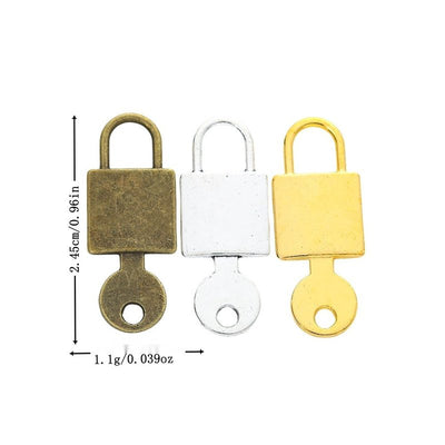 Front comparison of padlock and key metal component in 3 finishes