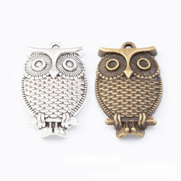 Textured Owl Double Loop Connector in Two Antique Finishes
