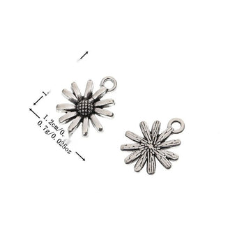 Dimensional Flower Metal Connector in Antique Silver Tone