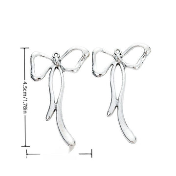 Slender Ribbon Bow Alloy Charm in Antique Silver Finish