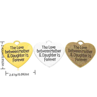 Finish overview of mother and daughter forever heart metal charm