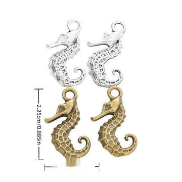 Curled Seahorse Metal Charms in Antique Bronze and Silver Finishes