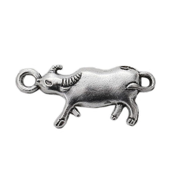 Side-Profile Bull Metal Charm in Antique Silver Finish