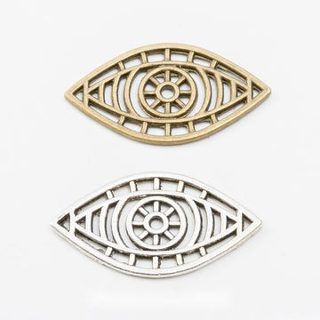 Openwork Eye Connector Charms in Antique Bronze, Antique Silver