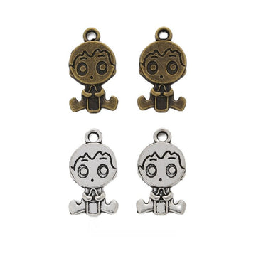 Cartoon Boy Charm In 2 Metal Finishes For Jewelry Making