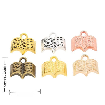 Open Book Metal Pendant Charms in 6 Distinct Finishes