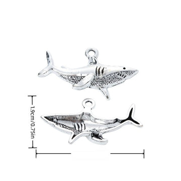 Textured Shark Charm in Antique Silver Tone Jewelry Making Component