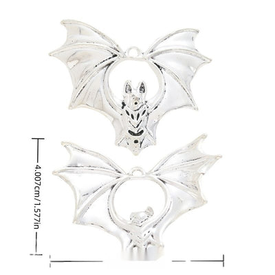 Skull Bat metal charm displaying front and reverse sides