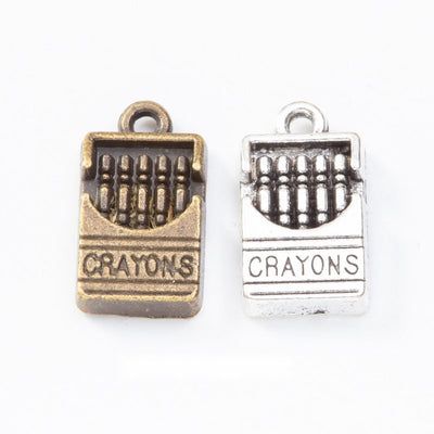 Overview of crayons box charms in the available designs and finishes