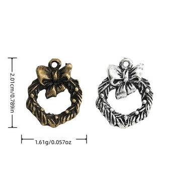 Bow Wreath Metal Charm in 2 Pictured Finishes Jewelry