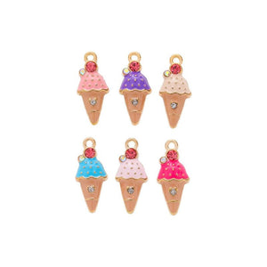 Enamel Ice Cream Cone Charm Metal Pendant for Jewelry Making