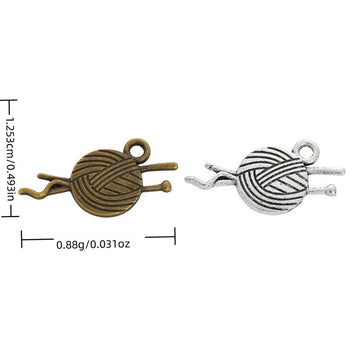Yarn Ball and Needles Alloy Charm in 2 Pictured Options