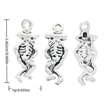 Dancing Skeleton Alloy Charm in Antique Silver Finish