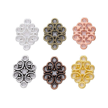 Scrollwork Four-Loop Connector Jewelry Making Component In 6 Finish Options
