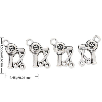 Hair Dryer and Scissors Silver Tone Metal Charm for Jewelry Making
