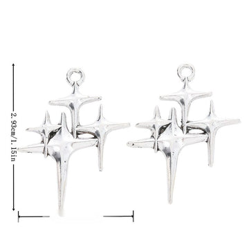 Four Point Star Cluster Charm in Antique Silver Finish