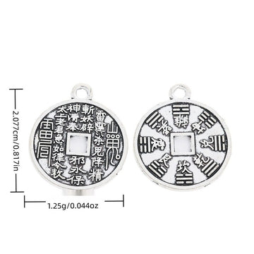 Yin Yang Coin Metal Charms in Antique Silver Finish