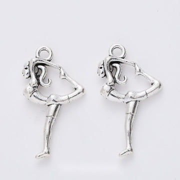 Spinning Ballet Dancer Metal Charm for Jewelry Making in Antique Silver