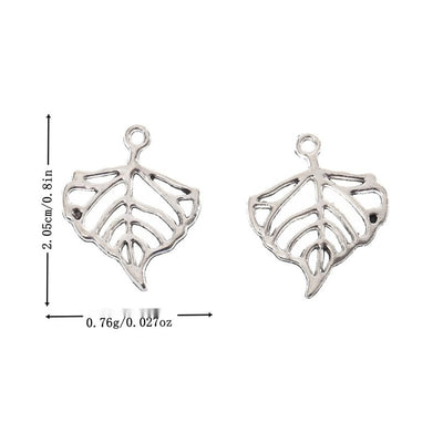 Antique Silver heart shaped leaf charm shown in an overview