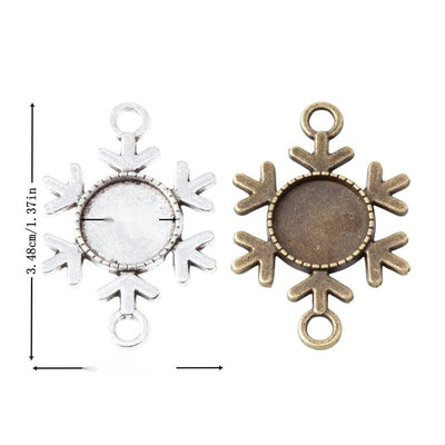 Snowflake Cabochon Setting metal design group view on a light background