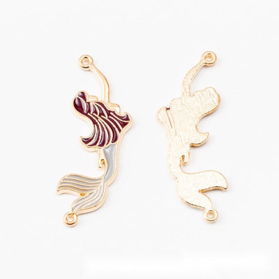 Enamel Mermaid metal component, front grouping showing the available finishes.