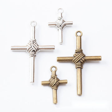 4-Finish Wrapped Wire Cross Pair Metal Jewelry Components for Crafts