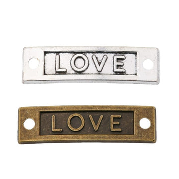 Love Curved Two Loop Connector in Two Antique Finishes