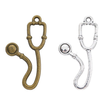 Stethoscope Metal Charm in Antique Bronze and Antique Silver