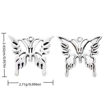 Antique Silver Flowing Openwork Butterfly Charm Pendant
