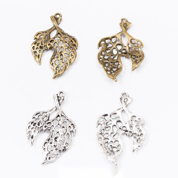 Filigree Leaves Metal Charm 2 Finish Options Craft Supply