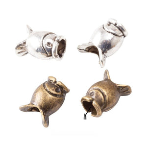 Fish Shaped Large Hole Metal Bead For Jewelry Making And Craft Projects