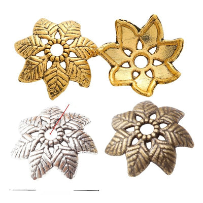 Openwork leaf bead cap shown across the available finishes