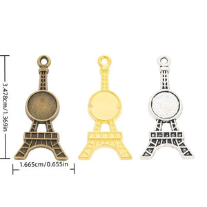 Eiffel Tower Metal Charms in Bronze Gold and Silver Tones