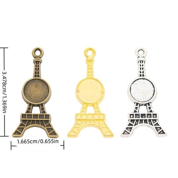 Eiffel Tower Metal Charms in Bronze Gold and Silver Tones
