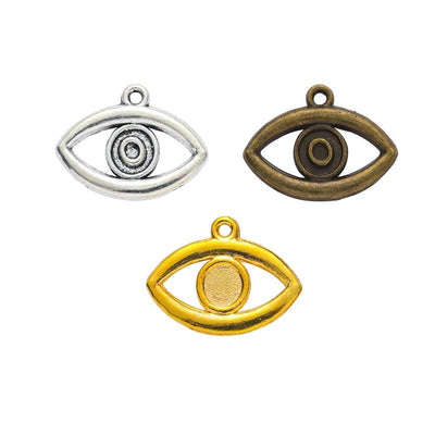 Eye Outline Charm grouped finish options on a white background