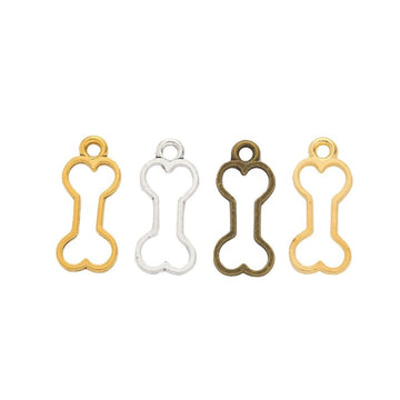 Open Dog Bone Metal Charm Pendant in Four Finishes