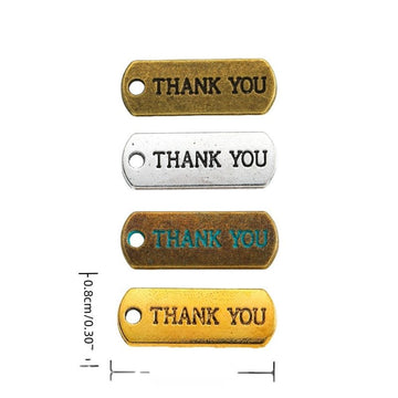 Thank You Rectangular Tag Charms In Four Vintage Finishes
