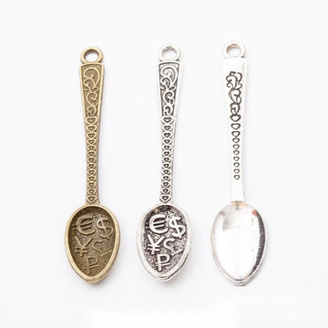 Ornate Spoon Charm Pendants in Two Antique Finishes