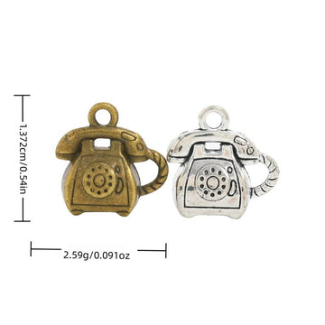 Rotary Telephone Metal Charms in Two Antique Finishes