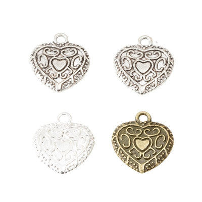 Group view of puffed heart outline filled with curling openwork