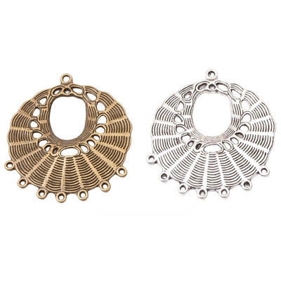 Front comparison of round fan multi-loop connector metal component in 2 finishes